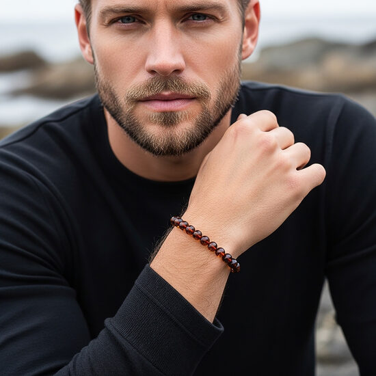 Premium elastīgā dzintara rokassprādze vīrietim vai zēnam – skandināvu minimālisma dizains un augstākās kvalitātes dzintars